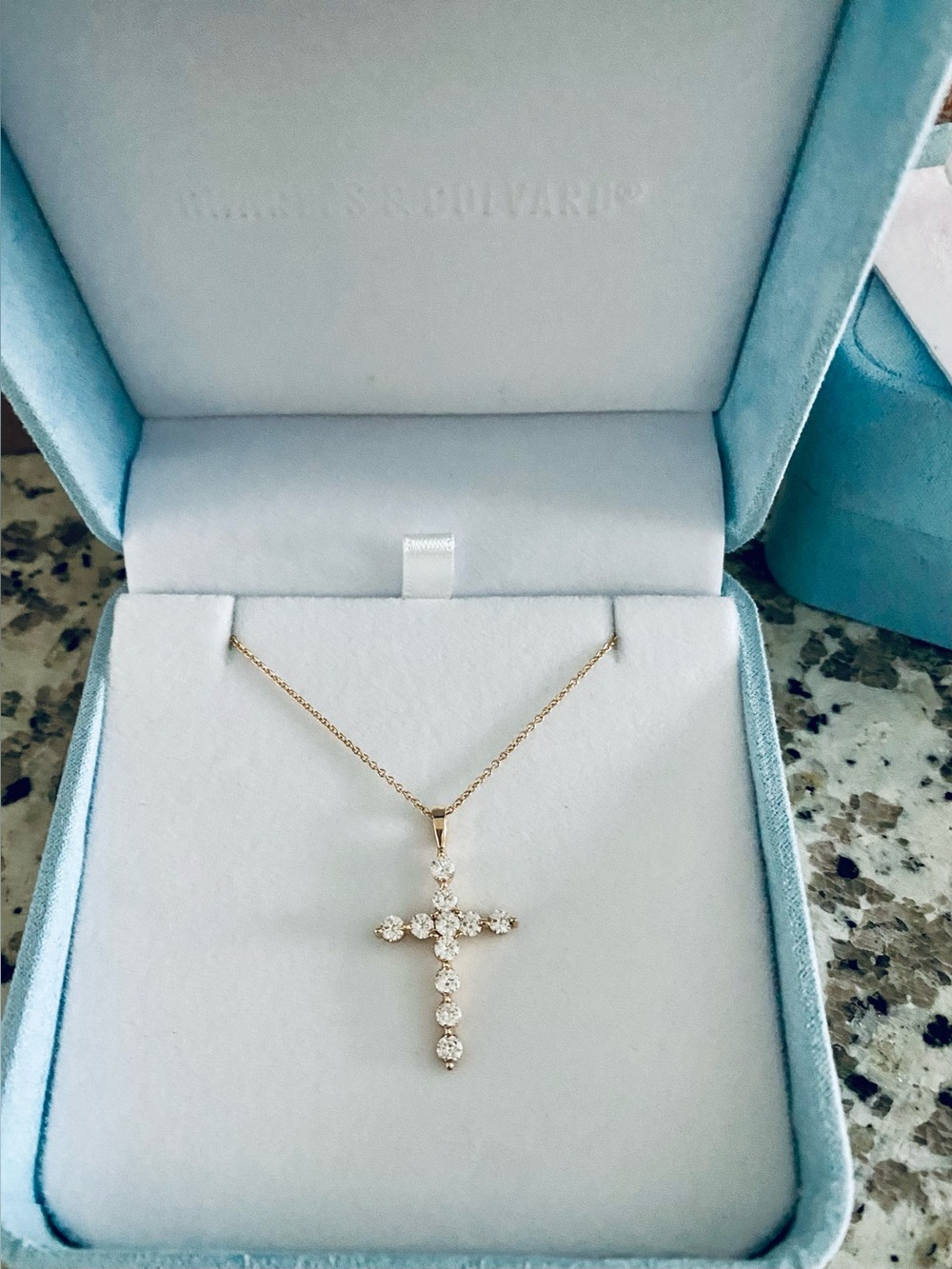 Charles and Colvard Moissanite cross pendant chain necklace 14k